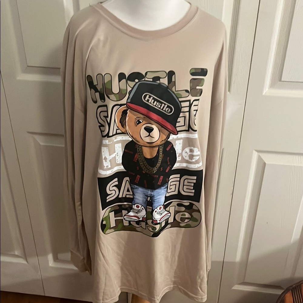 Vibe Tan Long Sleeve Tee with Relaxed Fit